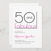 Minimal Fifty and Fabulous 50th Birthday Party Kaart (Voorkant / Achterkant)