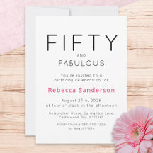 Minimal Fifty and Fabulous 50th Birthday Party
