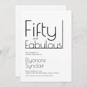 Minimal Fifty and Fabulous 50th Birthday Party Kaart (Voorkant / Achterkant)