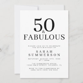 Minimal Fifty and Fabulous 50th Birthday Party Kaart