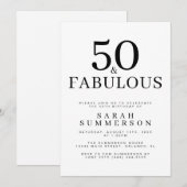 Minimal Fifty and Fabulous 50th Birthday Party Kaart (Voorkant / Achterkant)