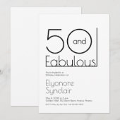 Minimal Fifty and Fabulous 50th Birthday Party Kaart (Voorkant / Achterkant)