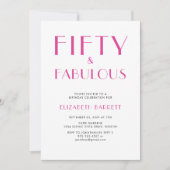 Minimal Fifty and Fabulous 50th Birthday Party Kaart (Voorkant)