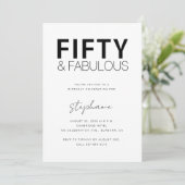Minimal Fifty and Fabulous 50th Birthday Party Kaart (Staand voorkant)