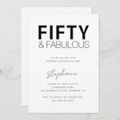 Minimal Fifty and Fabulous 50th Birthday Party Kaart (Voorkant / Achterkant)