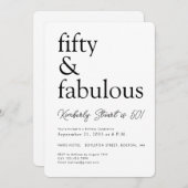 Minimal Fifty and Fabulous 50th Birthday Party  Kaart (Voorkant / Achterkant)