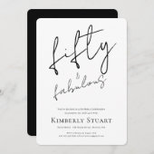 Minimal Fifty and Fabulous 50th Script Birthday Kaart (Voorkant / Achterkant)