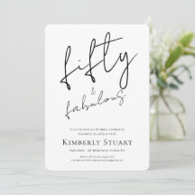 Minimal Fifty and Fabulous 50th Script Birthday