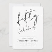 Minimal Fifty and Fabulous 50th Script Birthday Kaart (Voorkant)