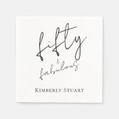 Minimal Fifty and Fabulous 50th Script Birthday Servet (Voorkant)