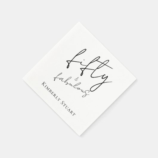 Minimal Fifty and Fabulous 50th Script Birthday Servet (Hoek)
