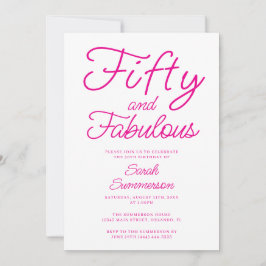 Minimal Fifty Fabulous Pink 50th Birthday Party Kaart