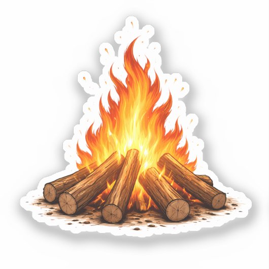 Minimal Fire Illustration  Sticker (Voorkant)