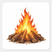 Minimal Fire Illustration  Vierkante Sticker (Voorkant)