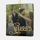 Minimal First Christmas Married Couples 2 Photos Keramisch Ornament (Links)