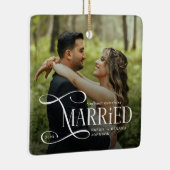 Minimal First Christmas Married Couples 2 Photos Keramisch Ornament (Rechts)