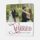 Minimal First Christmas Married Couples 2 Photos Keramisch Ornament (Links)