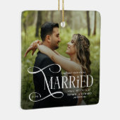 Minimal First Christmas Married Couples 2 Photos Keramisch Ornament (Rechts)