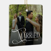 Minimal First Christmas Married Couples 2 Photos Keramisch Ornament (Rechts)