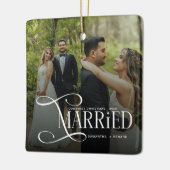 Minimal First Christmas Married Couples 2 Photos Keramisch Ornament (Links)