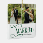 Minimal First Christmas Married Couples 2 Photos Keramisch Ornament (Rechts)