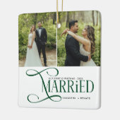 Minimal First Christmas Married Couples 2 Photos Keramisch Ornament (Links)