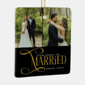 Minimal First Christmas Married Couples 2 Photos Keramisch Ornament (Rechts)