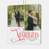 Minimal First Christmas Married Couples 2 Photos Keramisch Ornament (Links)
