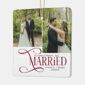 Minimal First Christmas Married Couples 2 Photos Keramisch Ornament (Links)