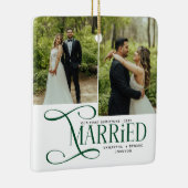 Minimal First Christmas Married Couples 2 Photos Keramisch Ornament (Rechts)