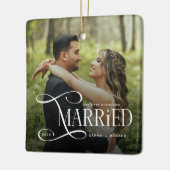 Minimal First Christmas Married Couples 2 Photos Keramisch Ornament (Links)