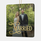 Minimal First Christmas Married Couples 2 Photos Keramisch Ornament (Links)