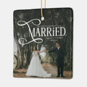 Minimal First Christmas Married Couples Photo  Keramisch Ornament (Links)