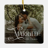 Minimal First Christmas Married Couples Photo Keramisch Ornament (Voorkant)