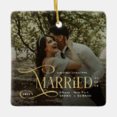 Minimal First Christmas Married Couples Photo Keramisch Ornament (Voorkant)