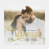 Minimal First Christmas Married Couples Photo Metalen Ornament (Voorkant)