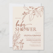 Minimal Floral Baby shower Invitation Kaart (Voorkant)
