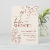 Minimal Floral Baby shower Invitation Kaart (Staand voorkant)