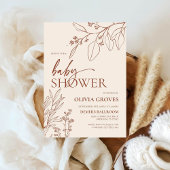 Minimal Floral Baby shower Invitation Kaart