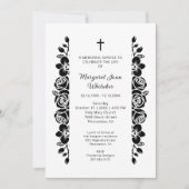 Minimal Floral Back & White Garland Photo Funeral Kaart (Voorkant)