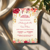 Minimal Floral Baraat Rood Moslim bruiloft Nikkah Kaart