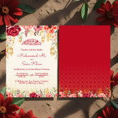 Minimal Floral Baraat Rood Moslim bruiloft Nikkah Kaart