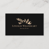 Minimal Floral Black Botanical Beauty QR Code Visitekaartje (Voorkant)