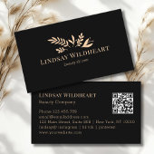 Minimal Floral Black Botanical Beauty QR Code Visitekaartje