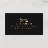 Minimal Floral Black Botanical Salon Discount Card Kortingskaartje (Voorkant)