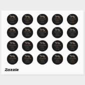 Minimal Floral Black Botanical THANK YOU Ronde Sticker (Vel)