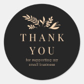 Minimal Floral Black Botanical THANK YOU Ronde Sticker (Voorkant)