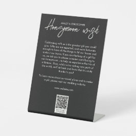 Minimal Floral Botanical Black Noir Honeymoon Fund Reclamebord Met Voetstuk