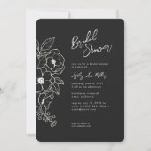 Minimal Floral Botanical Black Noir Vrijgezellenfe Kaart (Voorkant)