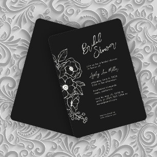 Minimal Floral Botanical Black Noir Vrijgezellenfe Kaart